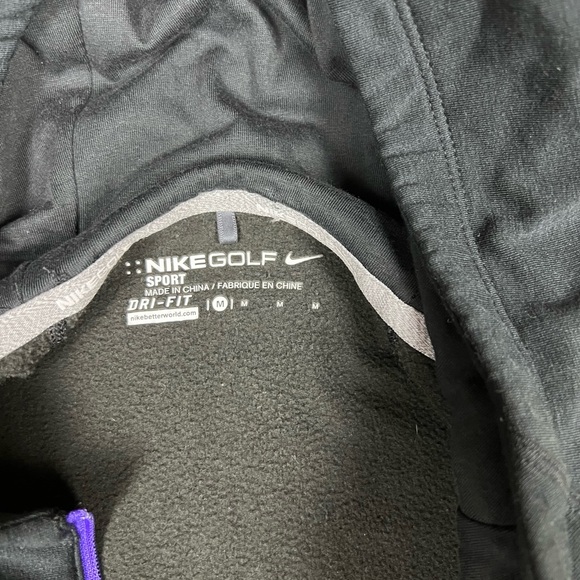 Nike Dri-Fit Golf Black Quarter-Zip Hoodie with Purple Details MED - Picture 4 of 5
